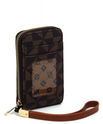 PM Monogram Accordion Card Holder Wallet Wristlet PM024 COFFEE